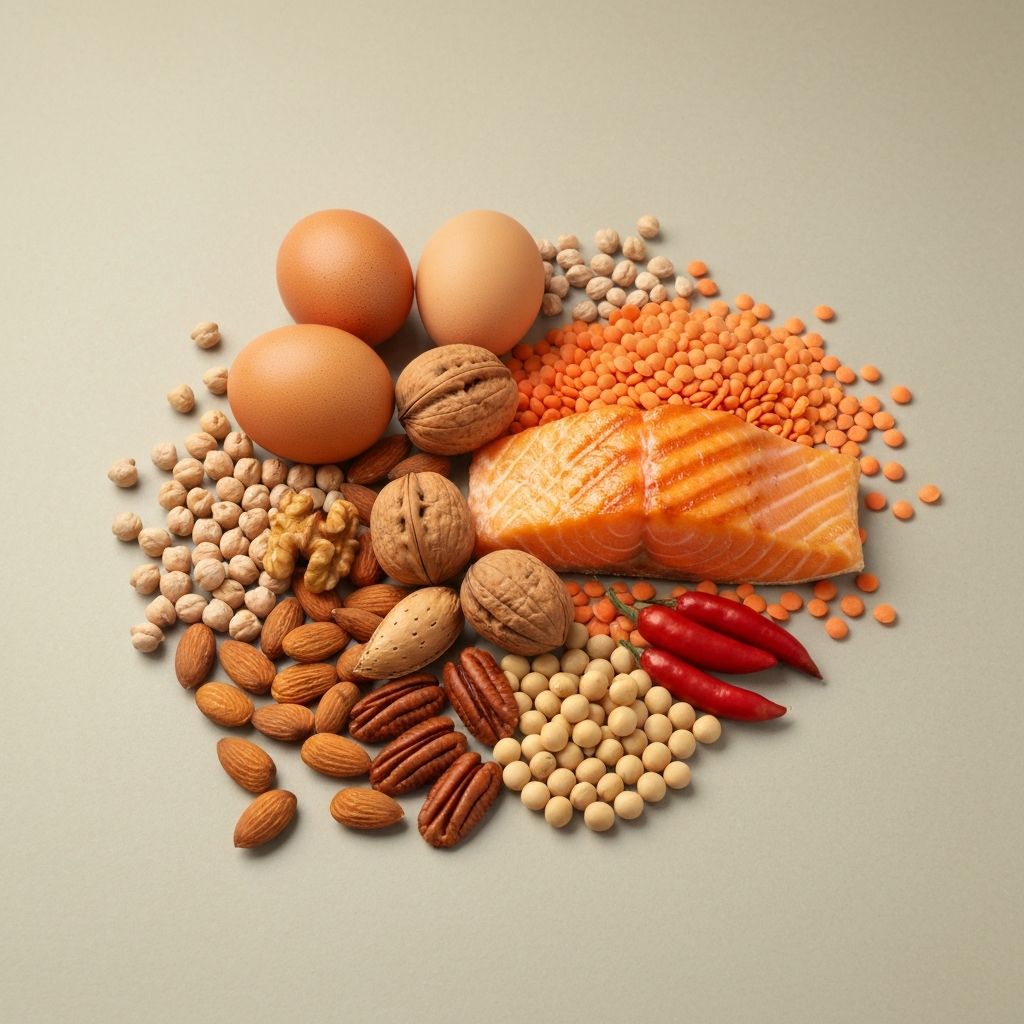 Verschiedene proteinreiche Lebensmittel